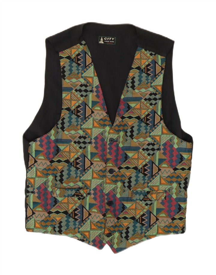 VINTAGE Mens Waistcoat One Size Beige Geometric Acrylic Vintage Vintage and Second-Hand Vintage from Messina Hembry 