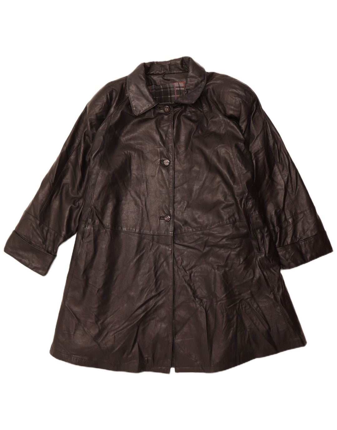 Vintage ženski preveliki kožni kaput IT 56 veliki crni kožni