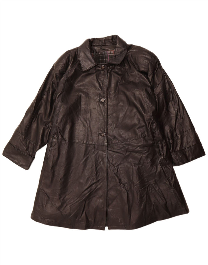 Vintage ženski preveliki kožni kaput IT 56 veliki crni kožni