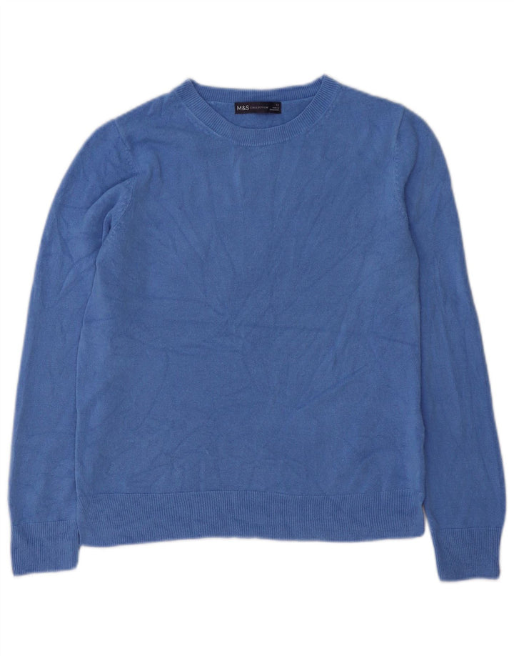 Marks & Spencer ženski džemper s morskim izrezom UK 12 srednje plavi akril