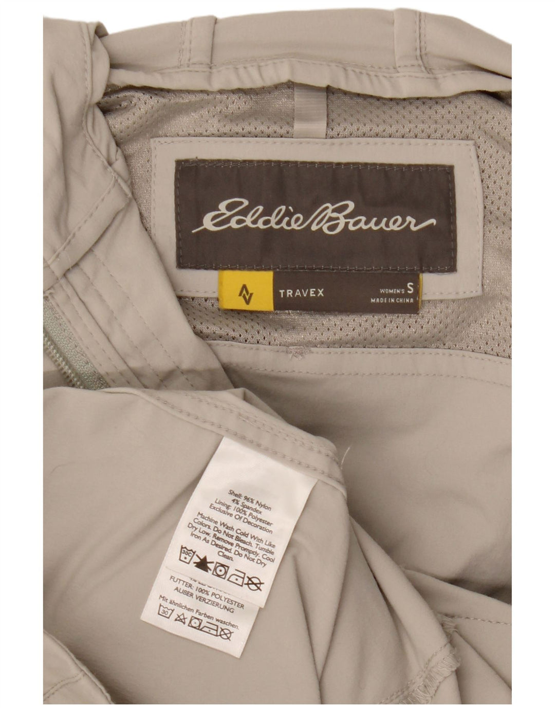 EDDIE BAUER Ženska pomoćna jakna s kapuljačom UK 10 Mala bež najlon