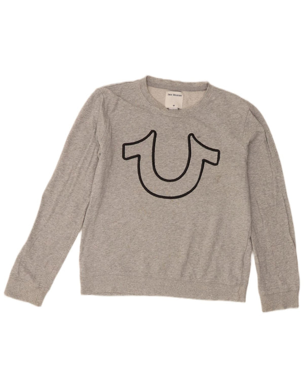 True Religion Boys Graphic Sweatshirt Džemper 13-14 godina Veliki sivi pamuk