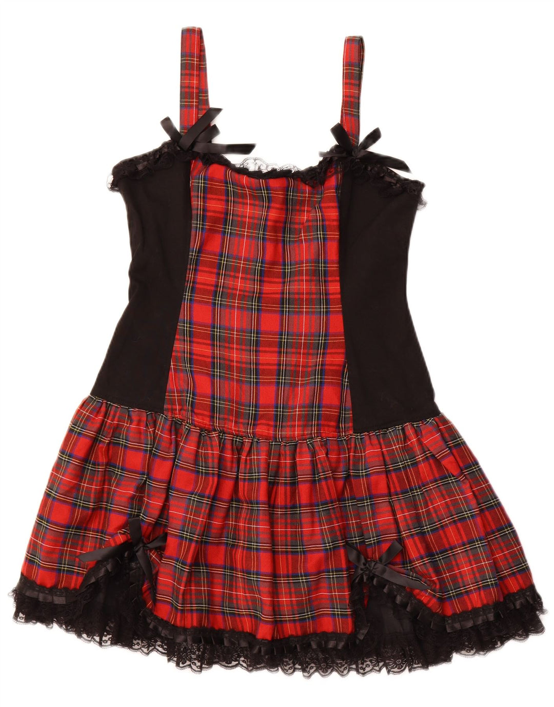 VINTAGE ženska haljina A-kroja bez rukava UK 16 Veliki crveni karirani pamuk