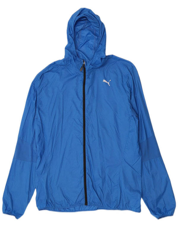 Puma muška kišna jakna s kapuljačom UK 42 XL plavi karirani najlon