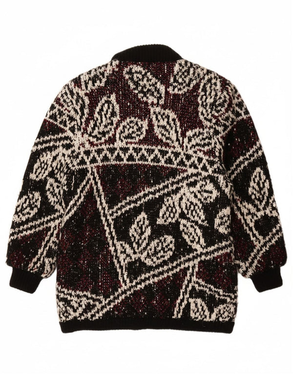 JEFFREY BROWNLEADER Ženski pleteni kaput UK 14 Srednje crni cvjetni akril