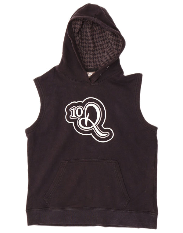 NIKE Boys Graphic Sleeveless Hoodie Džemper 10-11 Years Medium Black Pamuk