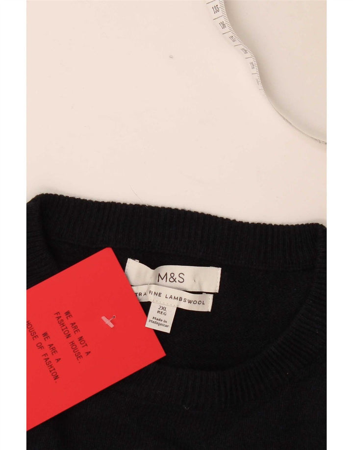 Marks & Spencer muški džemper s okruglim izrezom 2XL tamnoplava janjeća vuna