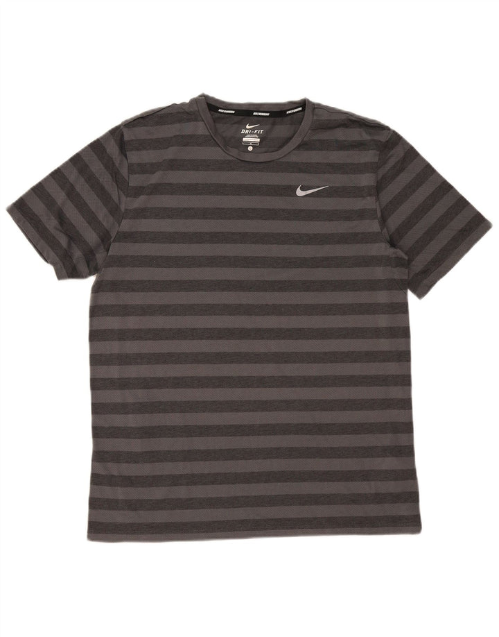 Nike Dri Fit majica kratkih rukava s velikim sivim prugama od poliestera