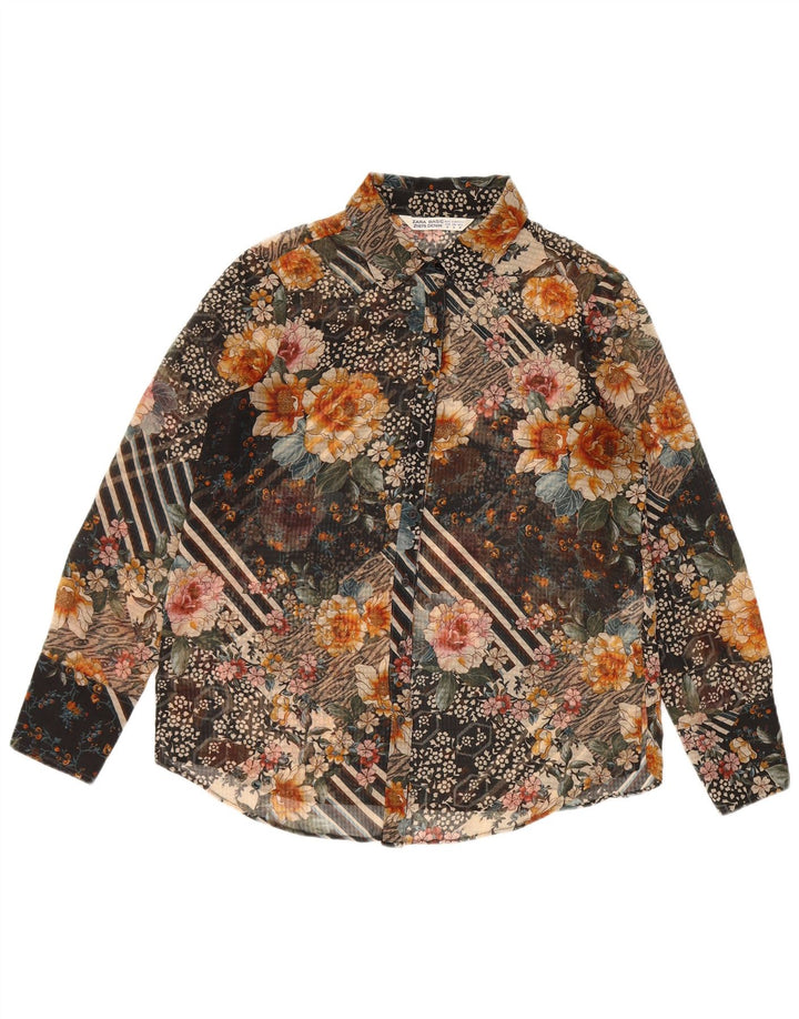Zara ženska košulja bluza UK 14 srednje raznobojni cvjetni poliester
