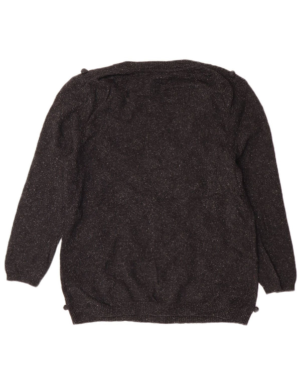 Hobbs ženski džemper s veznim izrezom UK 14 srednje crne vunene klasike