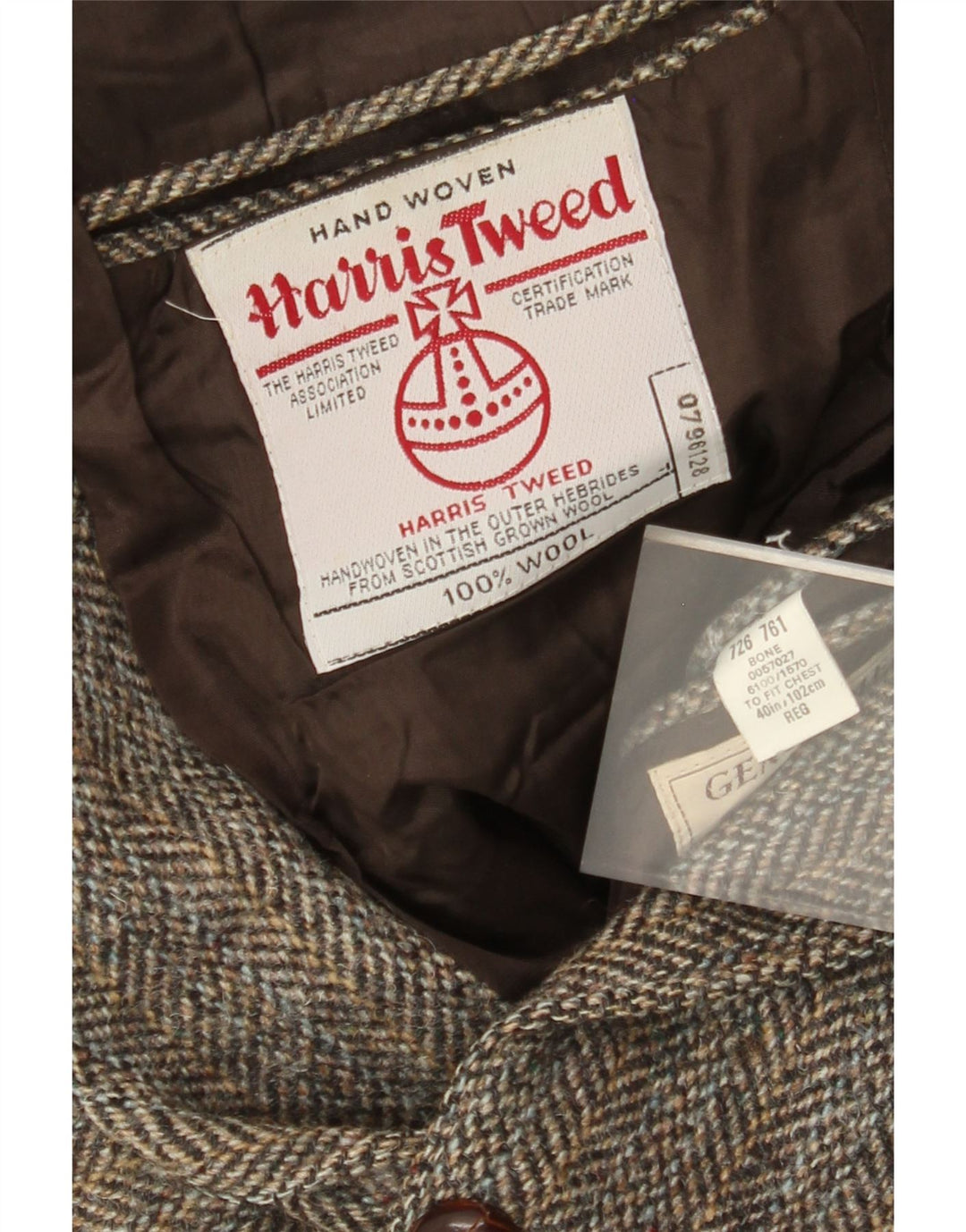 Harris Tweed Muški sako sa 2 gumba UK 40 Velika smeđa vuna riblja kost