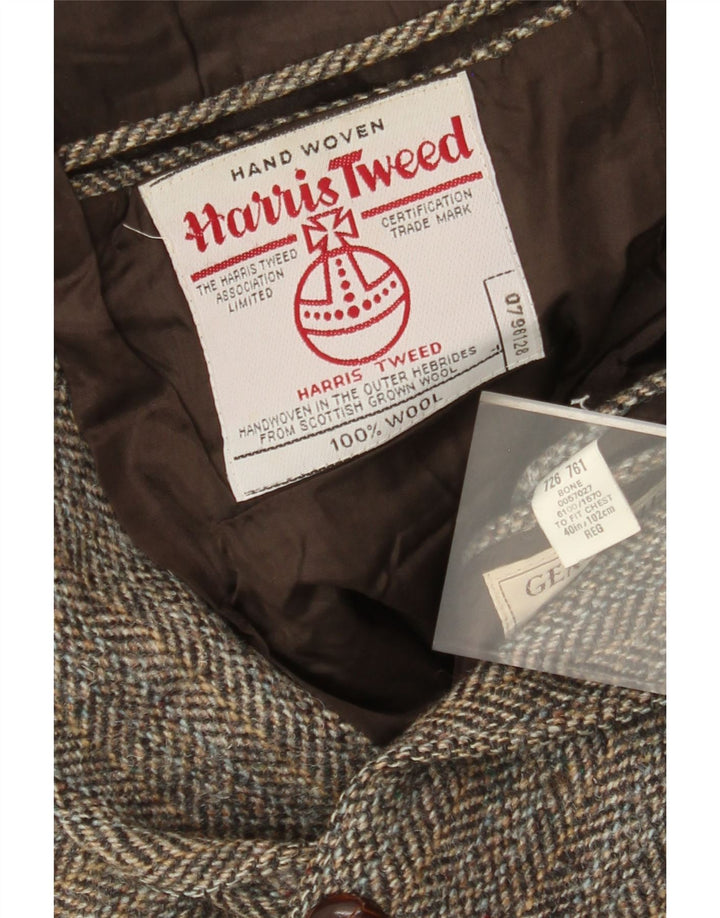 Harris Tweed Muški sako sa 2 gumba UK 40 Velika smeđa vuna riblja kost