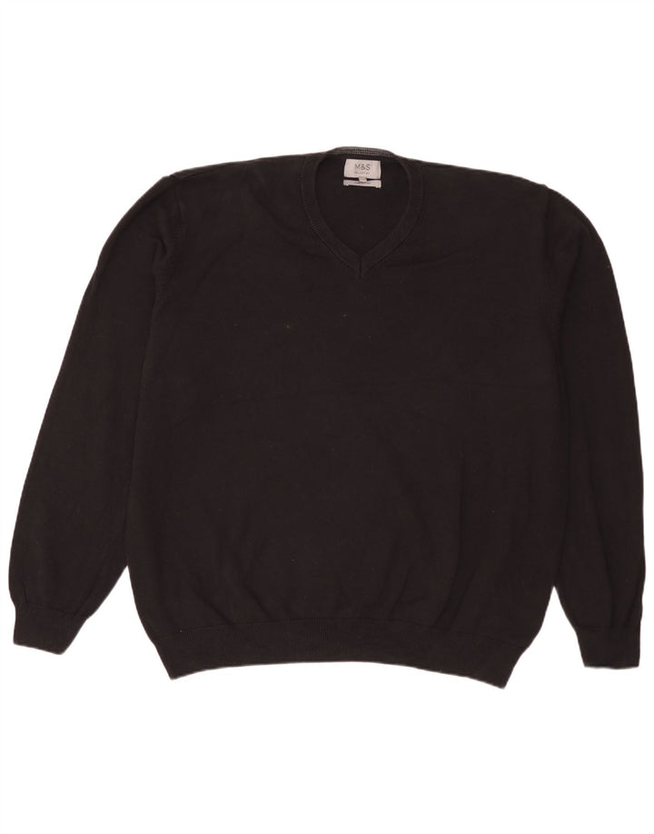 Marks & Spencer muški pulover s V-izrezom 3XL crni pamuk