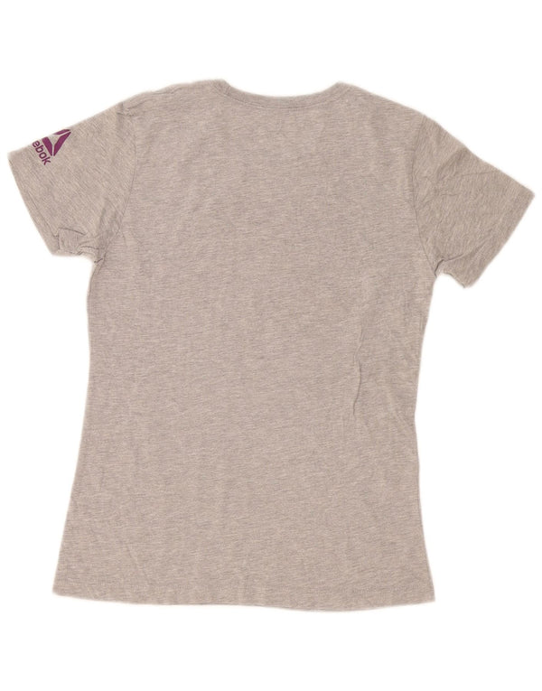 Reebok ženska majica kratkih rukava s grafičkim motivima UK 12 Medium Grey Flected Cotton