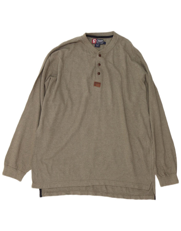 Chaps Ralph Lauren Mens Top Long Sleeve Large Khaki Cotton
