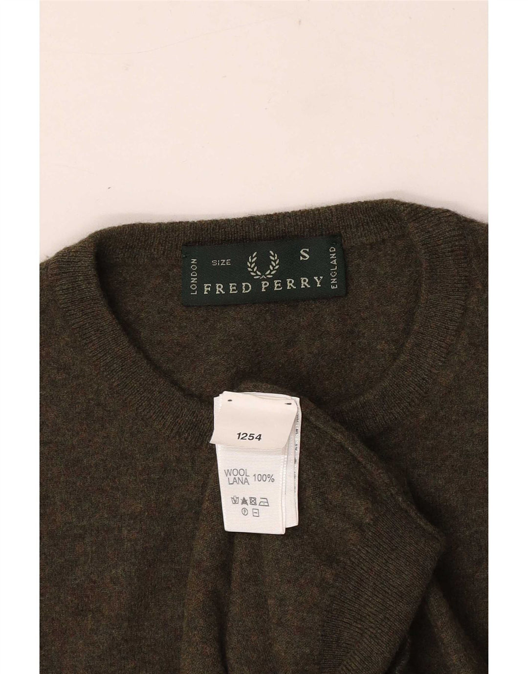 Fred Perry muški džemper s okruglim izrezom, mali kaki vuneni