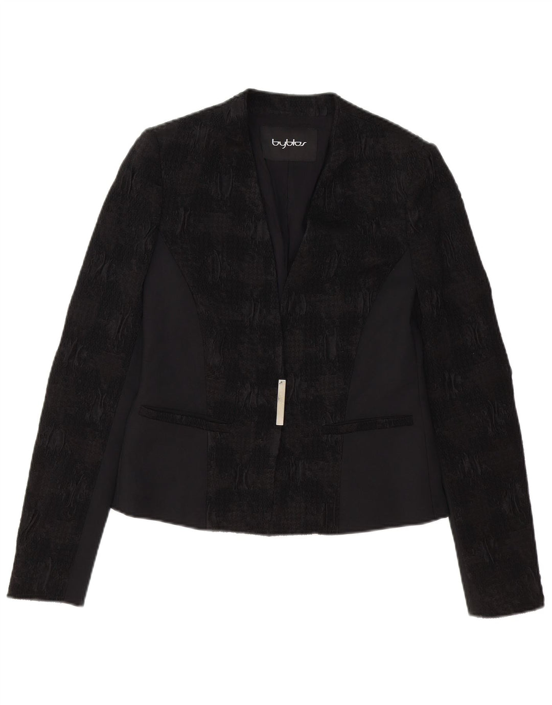 BYBLOS Womens Blazer Jacket IT 40 Small Black Colourblock Acetate
