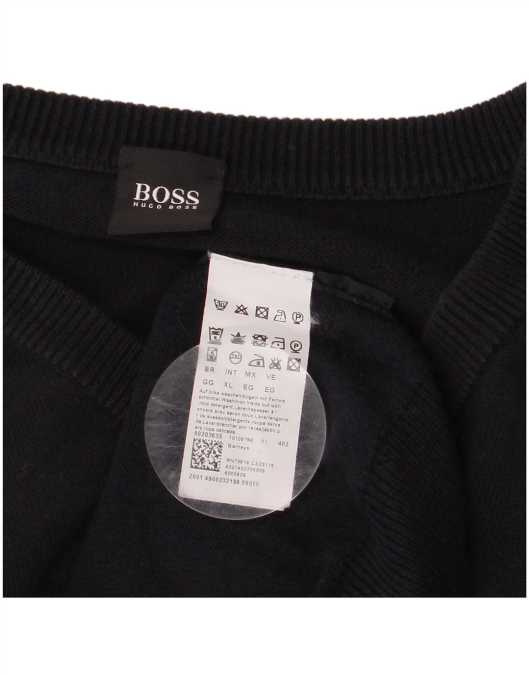 HUGO BOSS Muški džemper s V-izrezom XL tamnoplavi pamuk