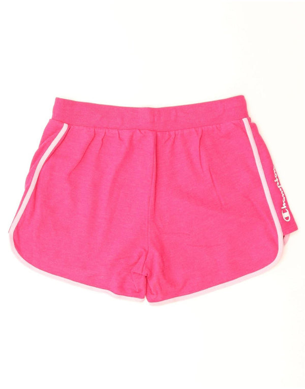 Champion Womens Graphic Sport Shorts UK 16 Large Pink Cotton