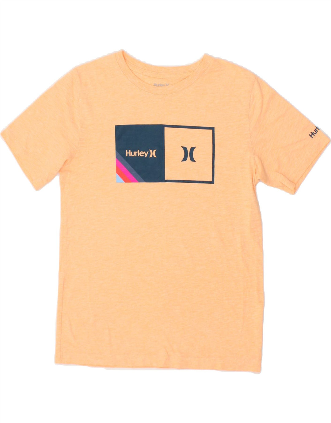 HURLEY Boys Graphic T-Shirt Top 12-13 Years Large  Orange Polyester Vintage Hurley and Second-Hand Hurley from Messina Hembry 