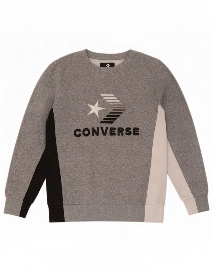 Converse Boys Graphic Sweatshirt Džemper 12-13 godina Large Grey Colourblock