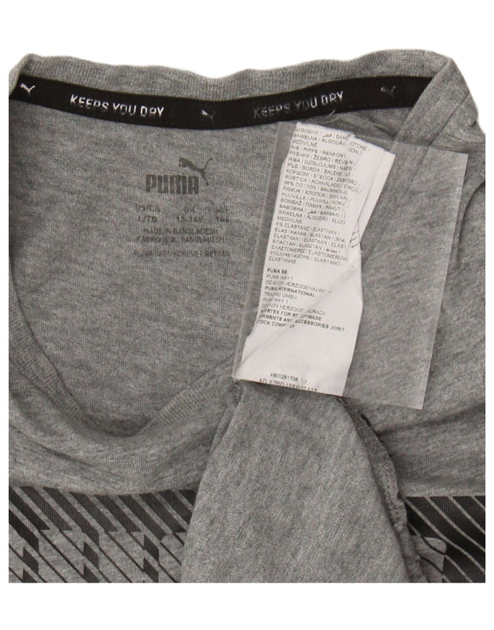 Puma Boys Graphic T-Shirt Top 13-14 Year Large Grey Cotton