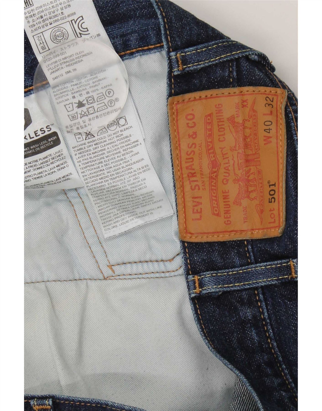 Levi's muške 501 ravne traperice W40 L32 plavi pamuk