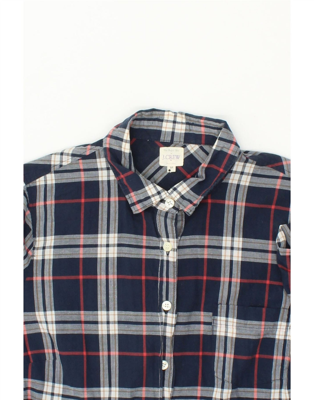 J. CREW Womens Shirt UK 14 Medium Navy Blue Check Cotton Vintage J. Crew and Second-Hand J. Crew from Messina Hembry 