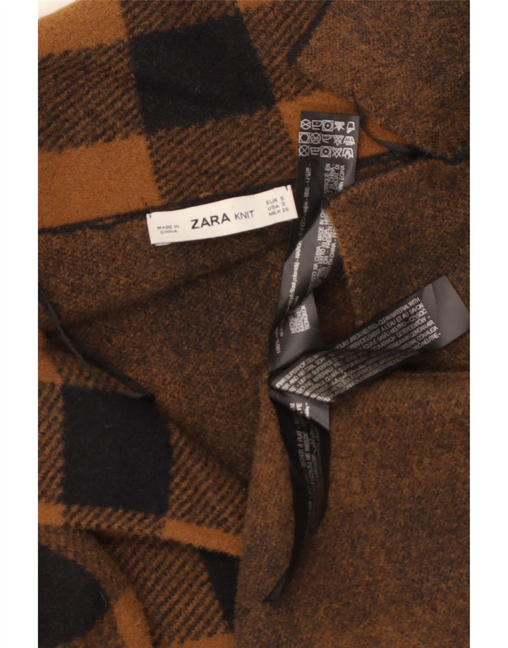 Zara ženski preveliki kaput UK 10 Small Brown Gingham najlon