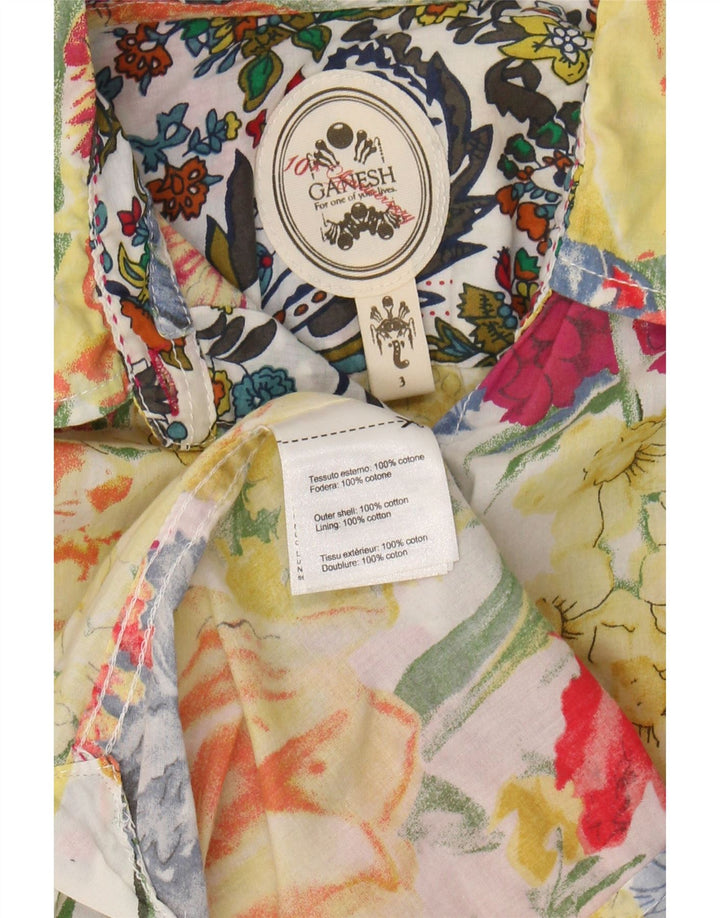 Ženska majica kratkih rukava Ganesh UK 14 Srednje žuti cvjetni pamuk