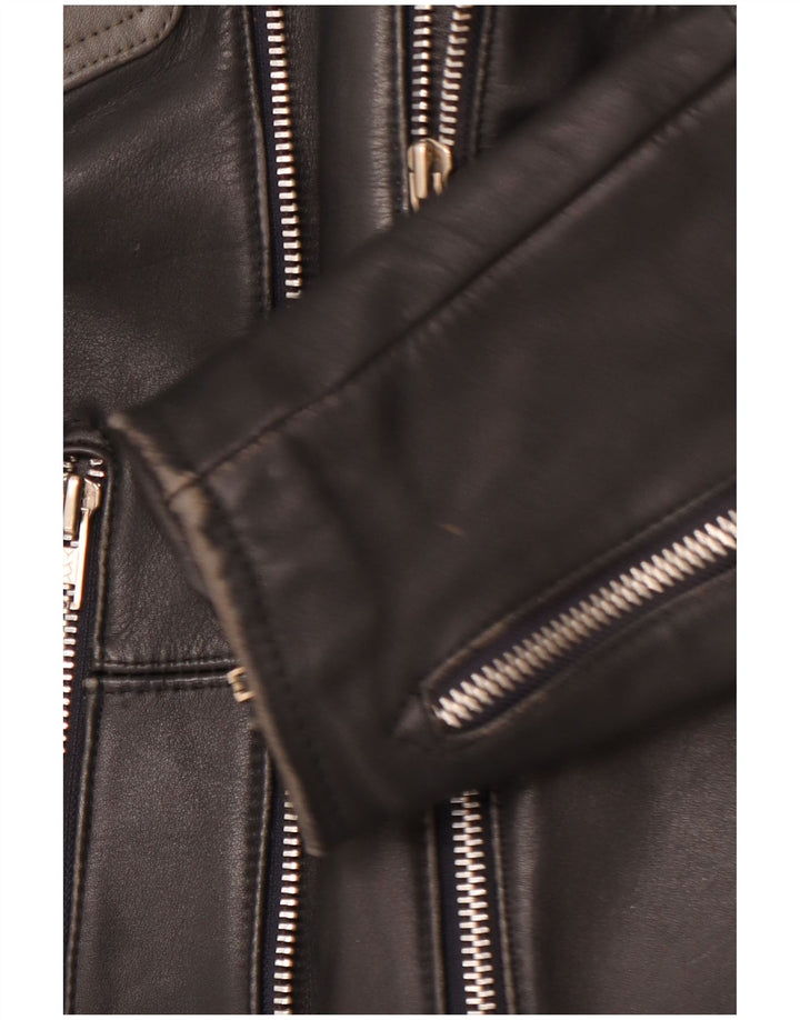 MQP muška kožna biciklistička jakna UK 46 3XL crna koža bez boja