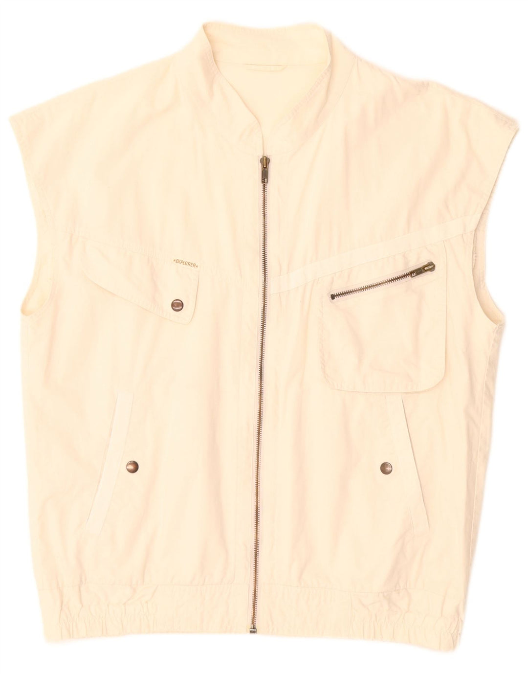 Explorer Mens Utility Gilet UK 38 Medium Off White Pamuk