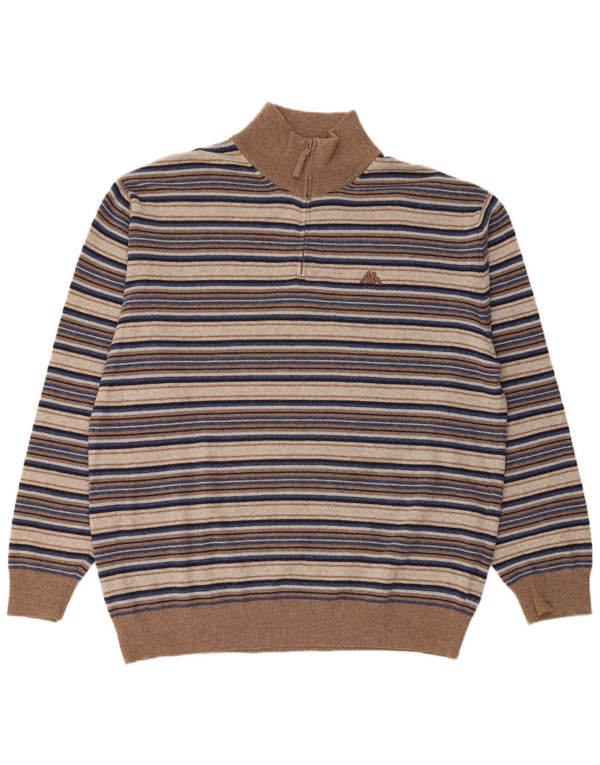 Kappa muški džemper s izrezom s patentnim zatvaračem 3XL vuneni raznobojni prugasti