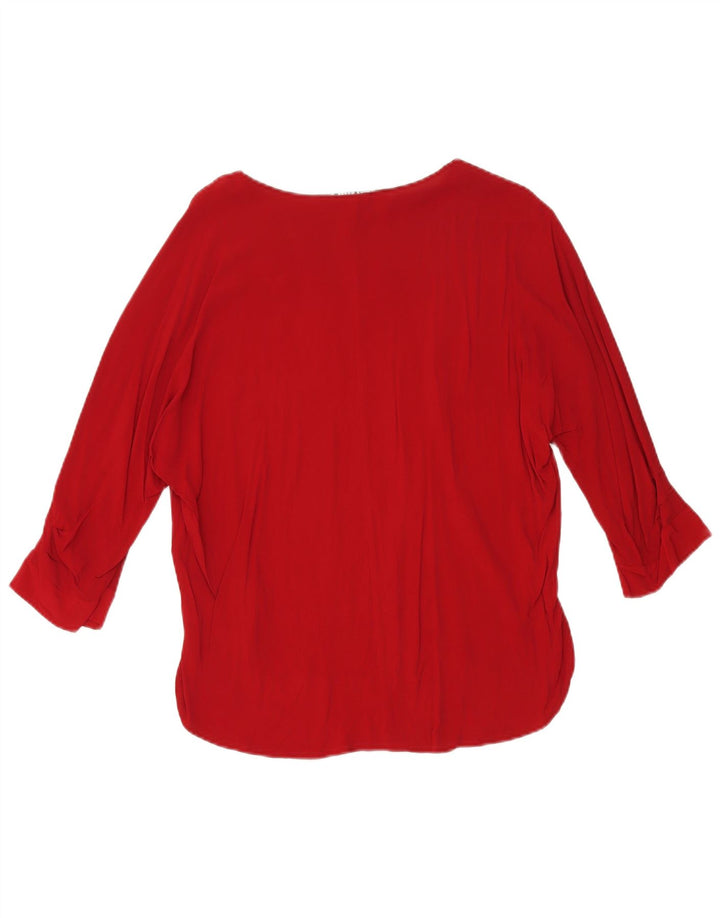 Zara ženska prevelika bluza s 3/4 rukavima UK 10 Mala crvena viskoza