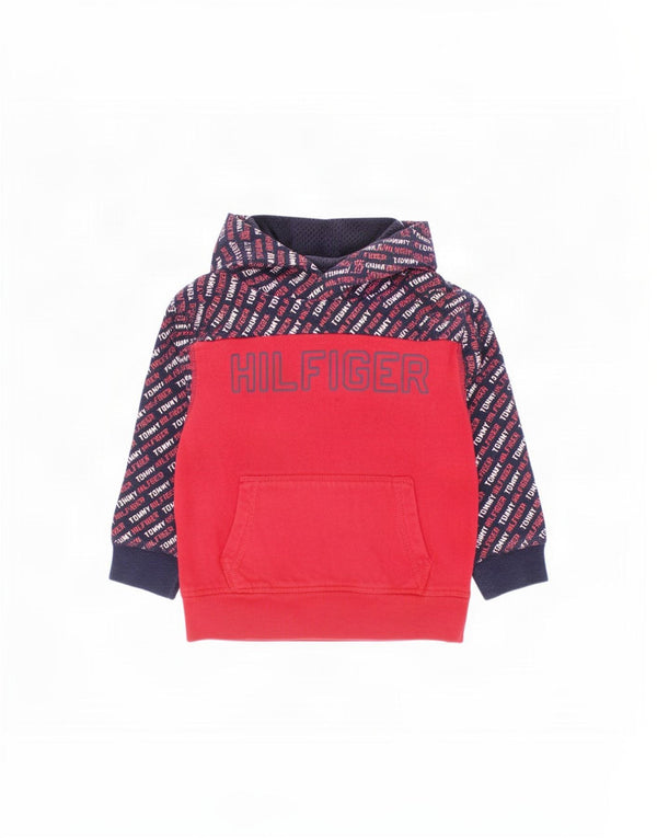 Tommy Hilfiger majica s kapuljačom s kapuljačom za dječake, 2-3 godine, crveni pamuk