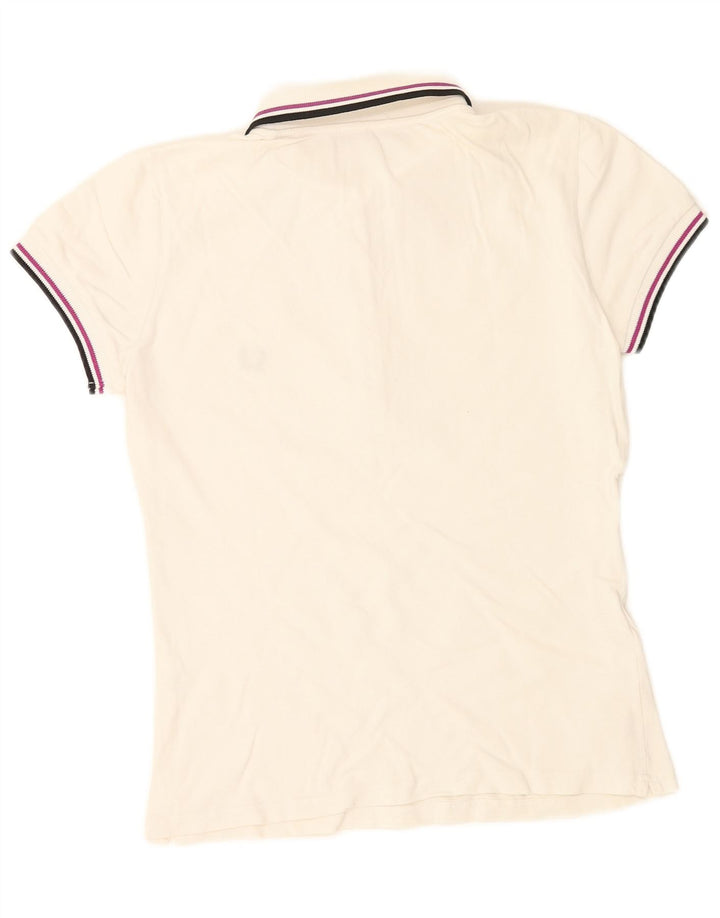 FRED PERRY Ženska polo majica UK 12 Srednje bijeli pamuk