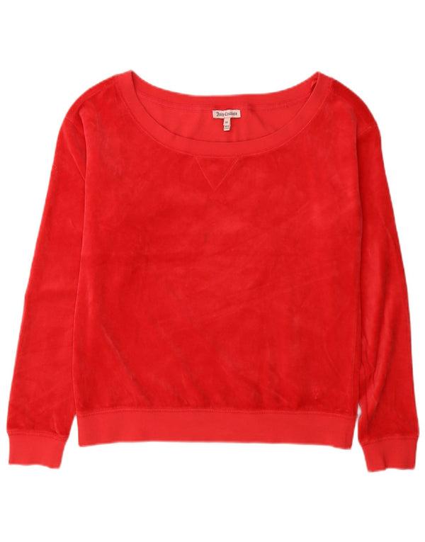 Juicy Couture ženski prekomjerni džemper od baršuna UK 6 XS, crveni pamuk