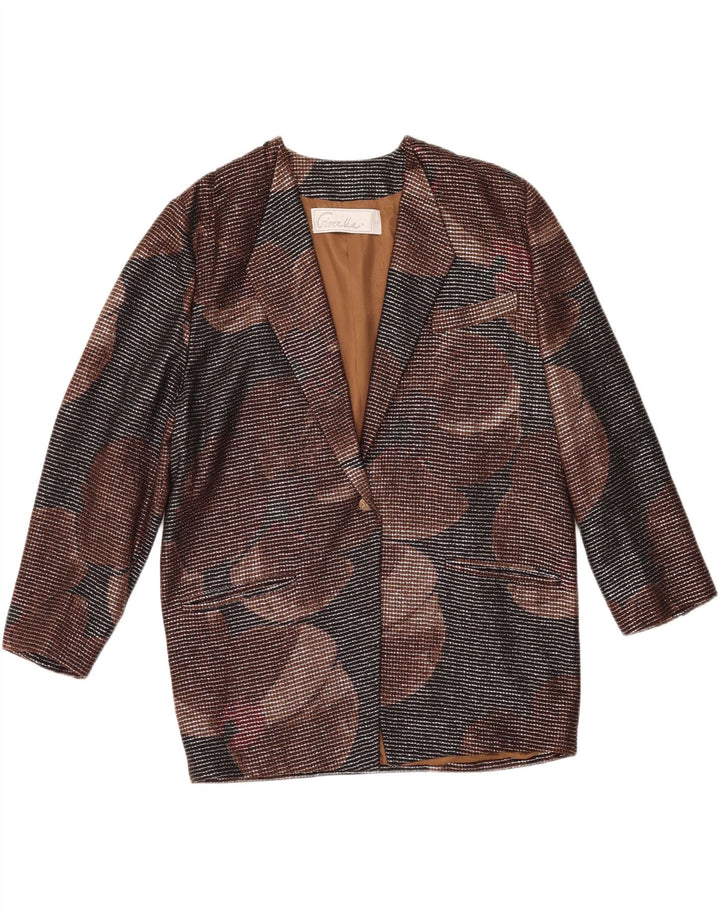 VINTAGE ženski sako s 1 gumbom IT 46 Veliki višebojni geometrijski