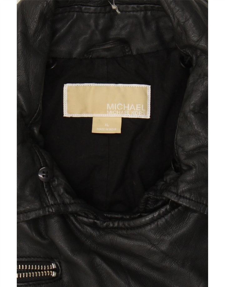 MICHAEL KORS Womens Padded Jacket UK 18 XL Black Leather Vintage Michael Kors and Second-Hand Michael Kors from Messina Hembry 