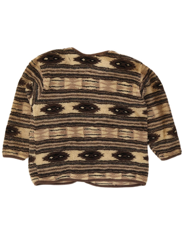 Vintage ženska jakna od flisa UK 20 2XL smeđi geometrijski akril