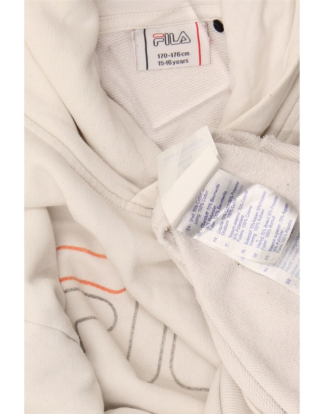 FILA majica s kapuljačom s kapuljačom za dječake 15-16 godina, bijeli pamuk