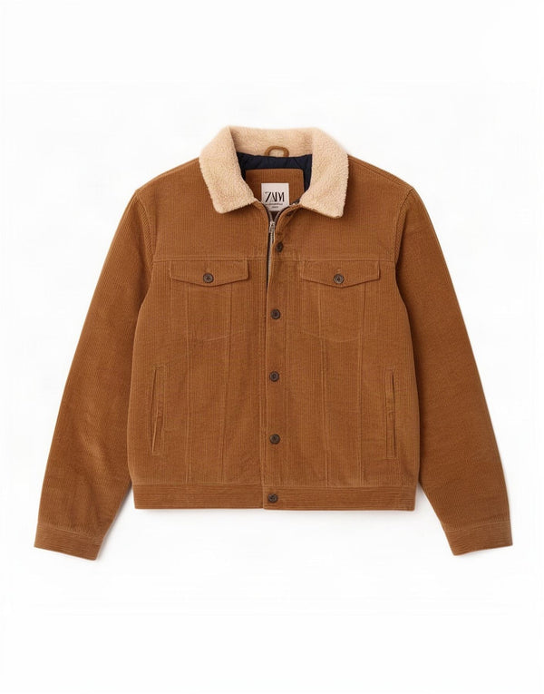 Zara muška jakna od samta UK 40 Large Brown Colourblock