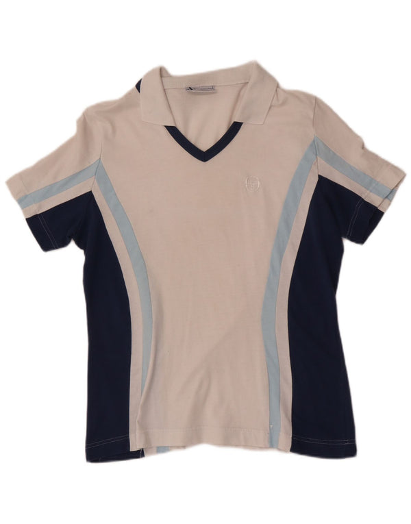 Sergio Tacchini ženska polo majica UK 12 Srednje bijeli pamuk u blokovima
