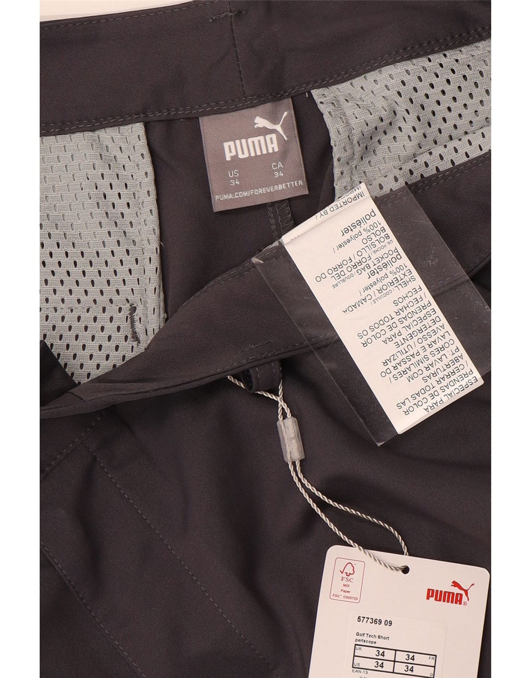 Puma muške chino kratke hlače W34 veliki sivi poliester