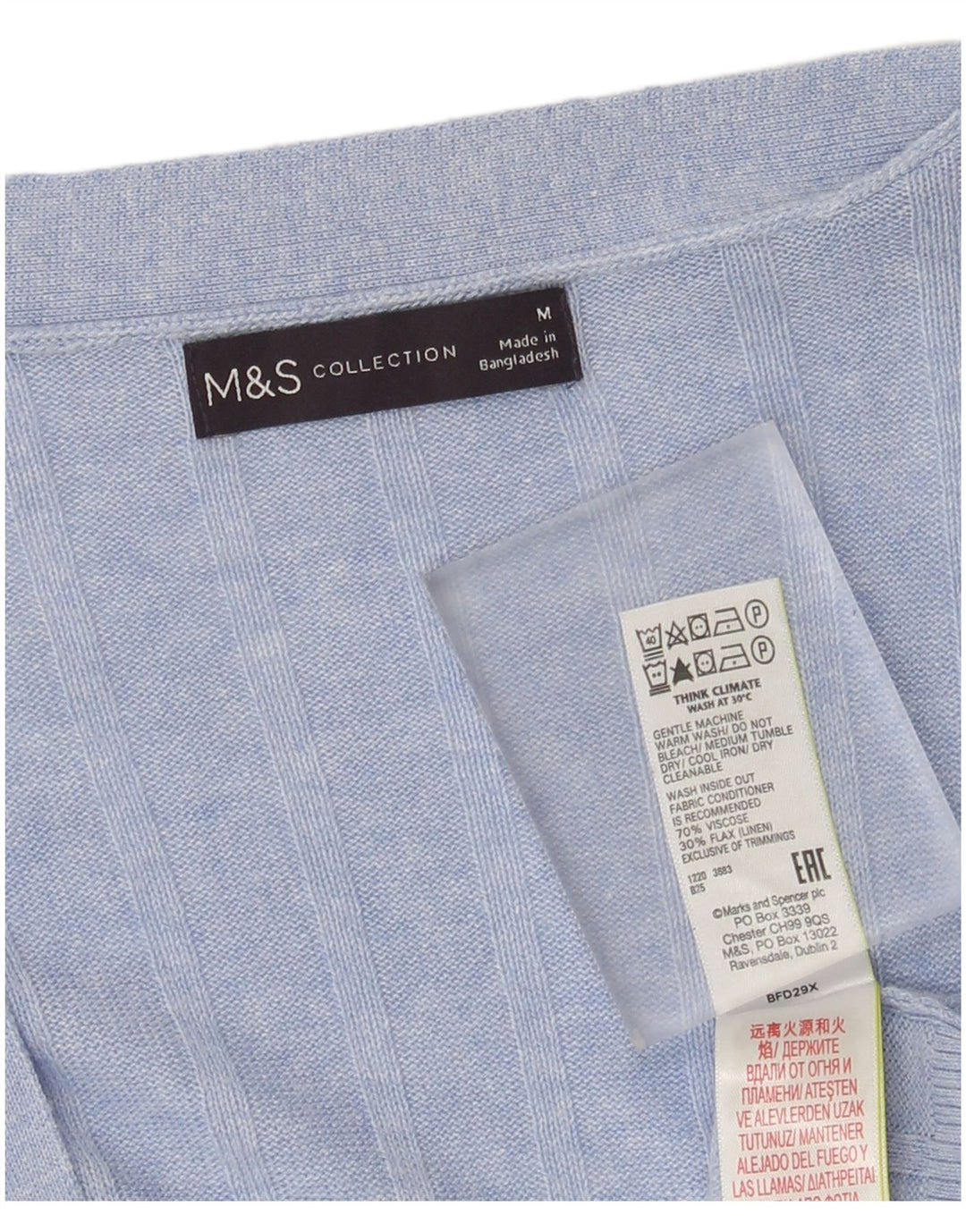 Marks & Spencer ženski otvoreni kardigan pulover UK 14 Srednje plava