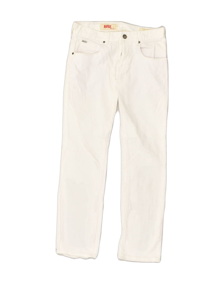 RIFLE Womens Straight Jeans W32 L30 White Cotton | Vintage Rifle | Thrift | Second-Hand Rifle | Used Clothing | Messina Hembry 
