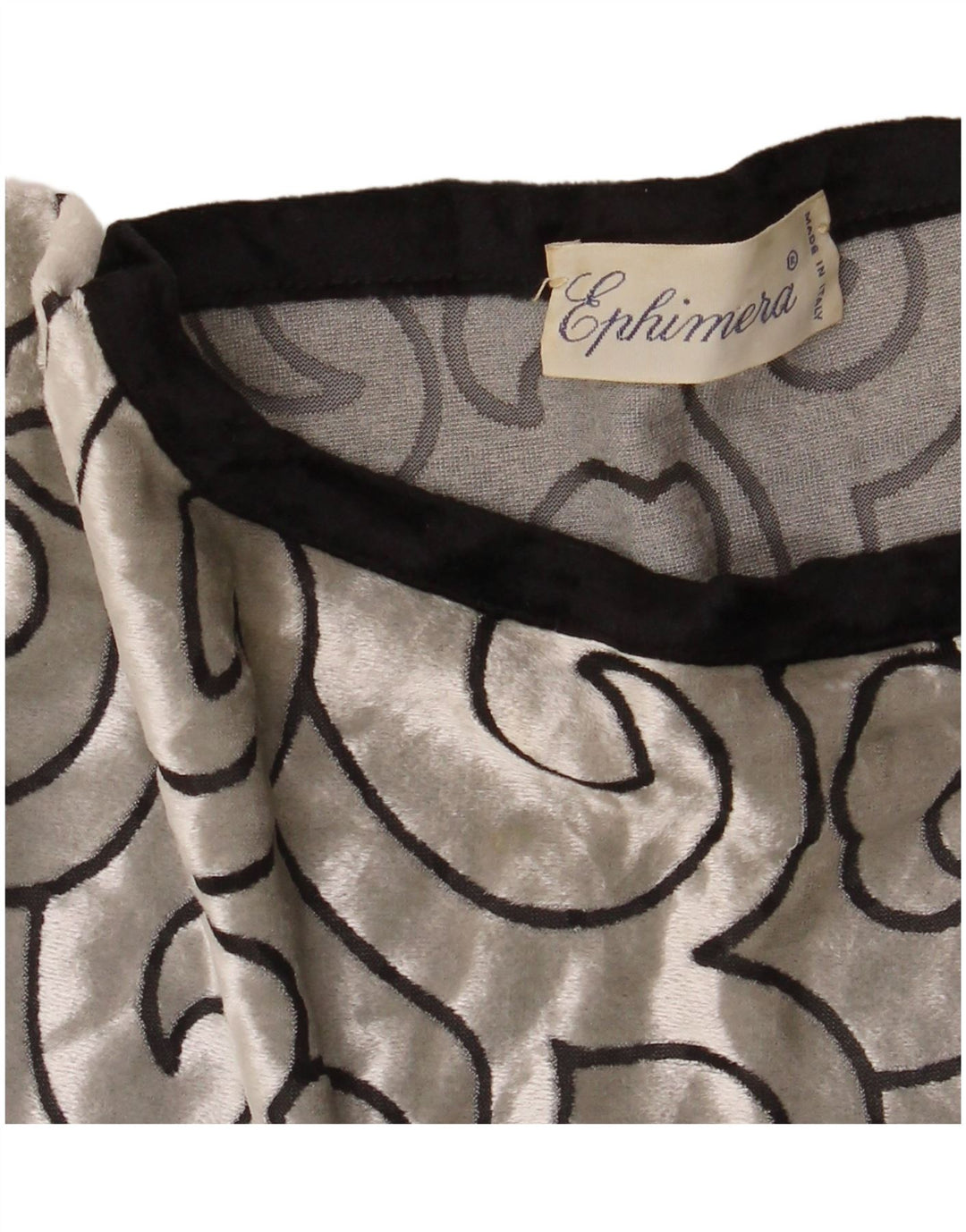 VINTAGE ženska majica od baršunaste tunike u obliku šišmiša UK 22 3XL srebrna geometrijska viskoza