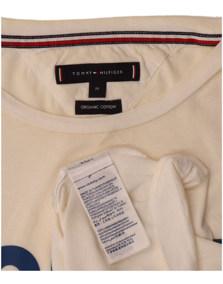 TOMMY HILFIGER Mens Graphic T-Shirt Top Medium White Cotton