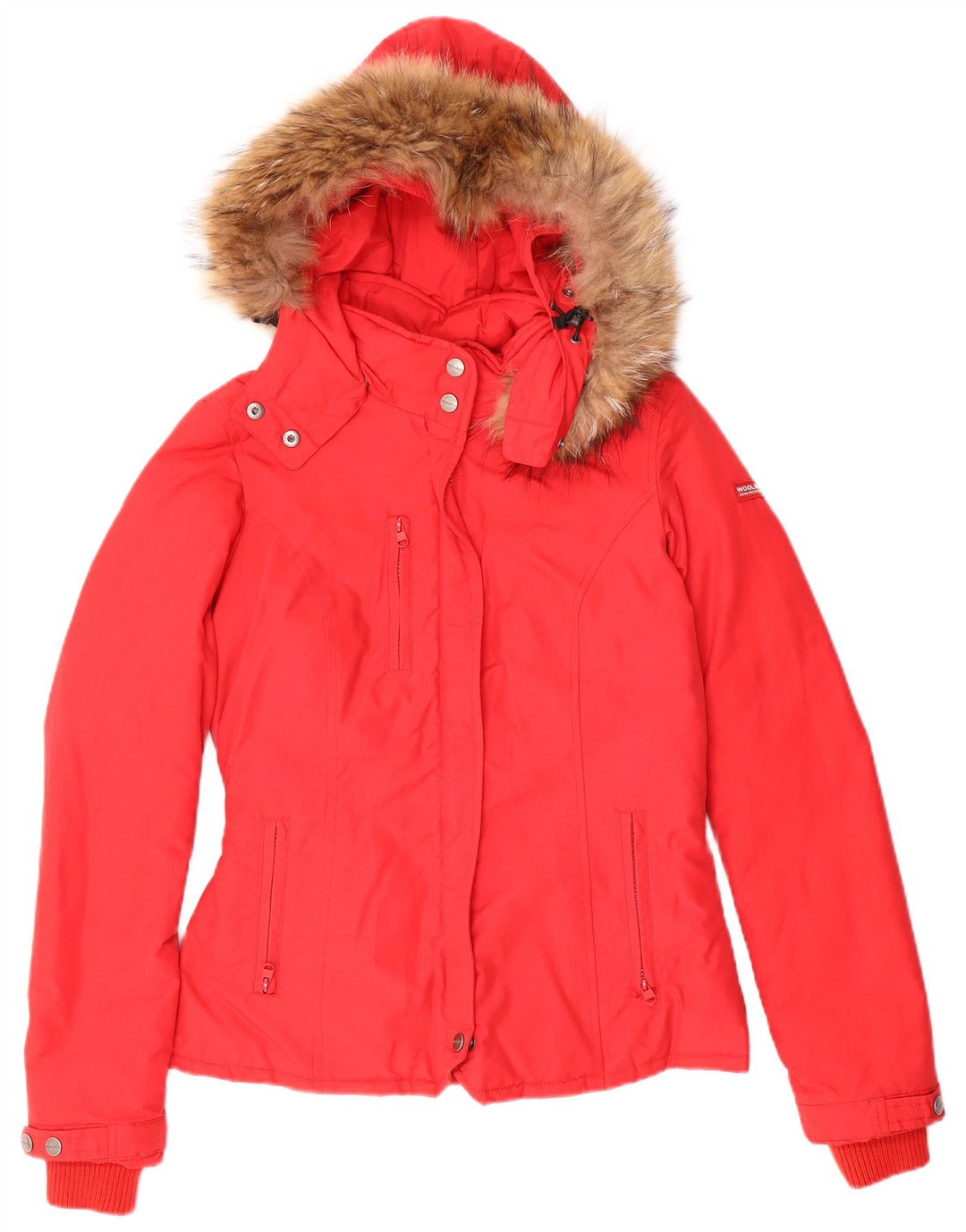 Woolrich ženska podstavljena jakna s kapuljačom UK 10 Mala crvena pamuk