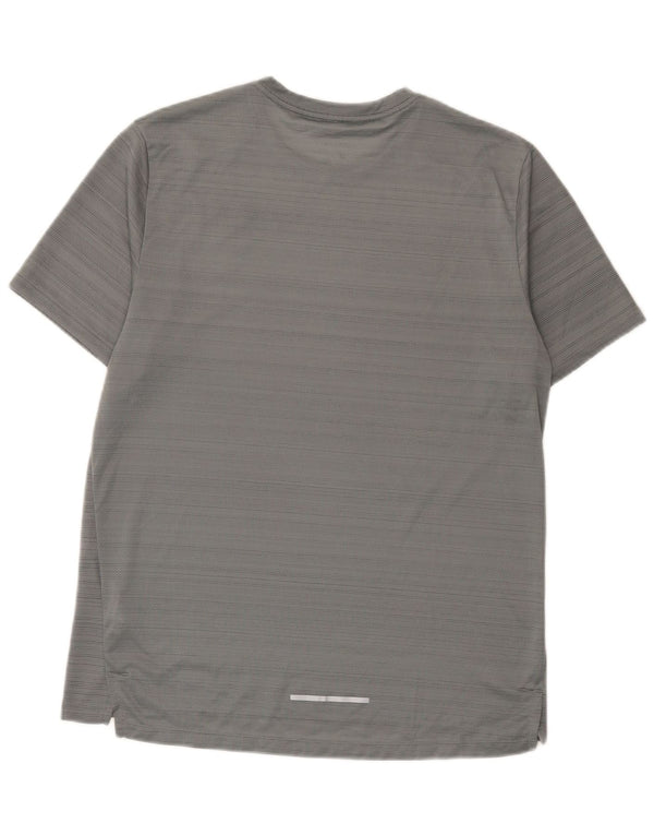 Nike Mens Dri Fit T-Shirt Top Medium Grey Pinstripe Polyester